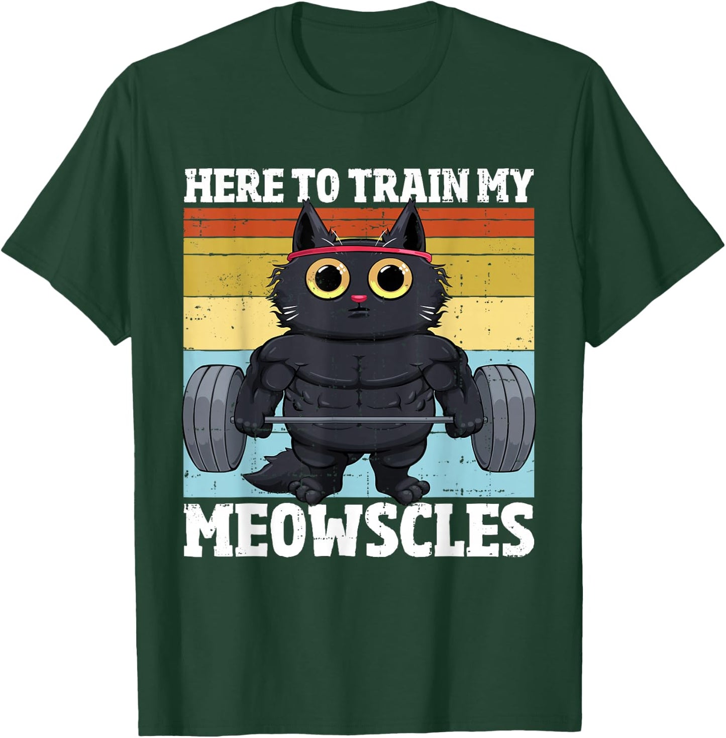 Cat Train My Meowscles Funny Gym Workout Cat Women , Small, Black T-Shirt - T-Shirt | Forest