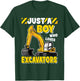 Just A Boy Who Loves Excavators Kids Construction Vehicle T-Shirt - T-Shirt | Forest