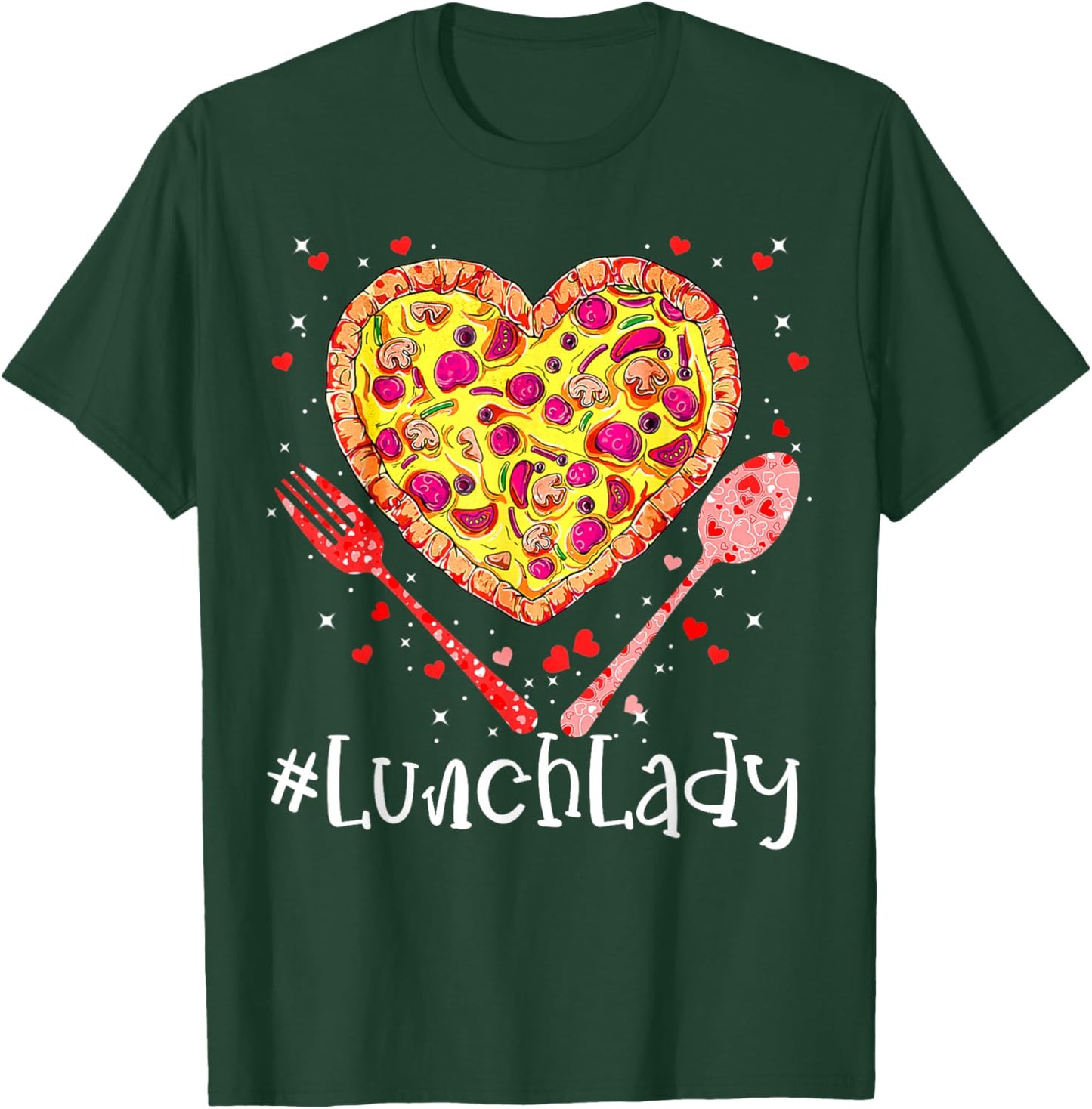 Most Likely To Christmas Be On The Nice Pizza Lunch Lady Funny Pink Heart Happy Valentine's Day 2023 for Couples, Valentine's Day Celebrators, -Adults, Short Sleeve, Black, Small T-Shirt - T-Shirt | Forest