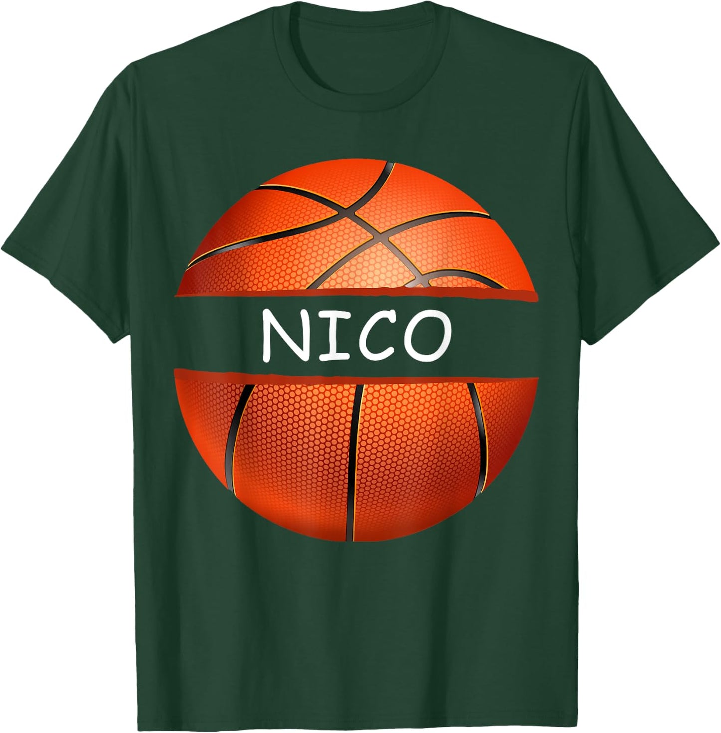 Novelty Personalized Name Nico Sports Basketball T-Shirt - T-Shirt | Forest