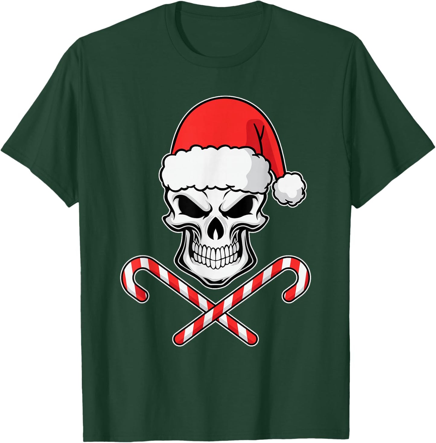 Candy Cane Crew Skull Christmas 2024 Funny Men Boys Girls T-Shirt - T-Shirt | Forest