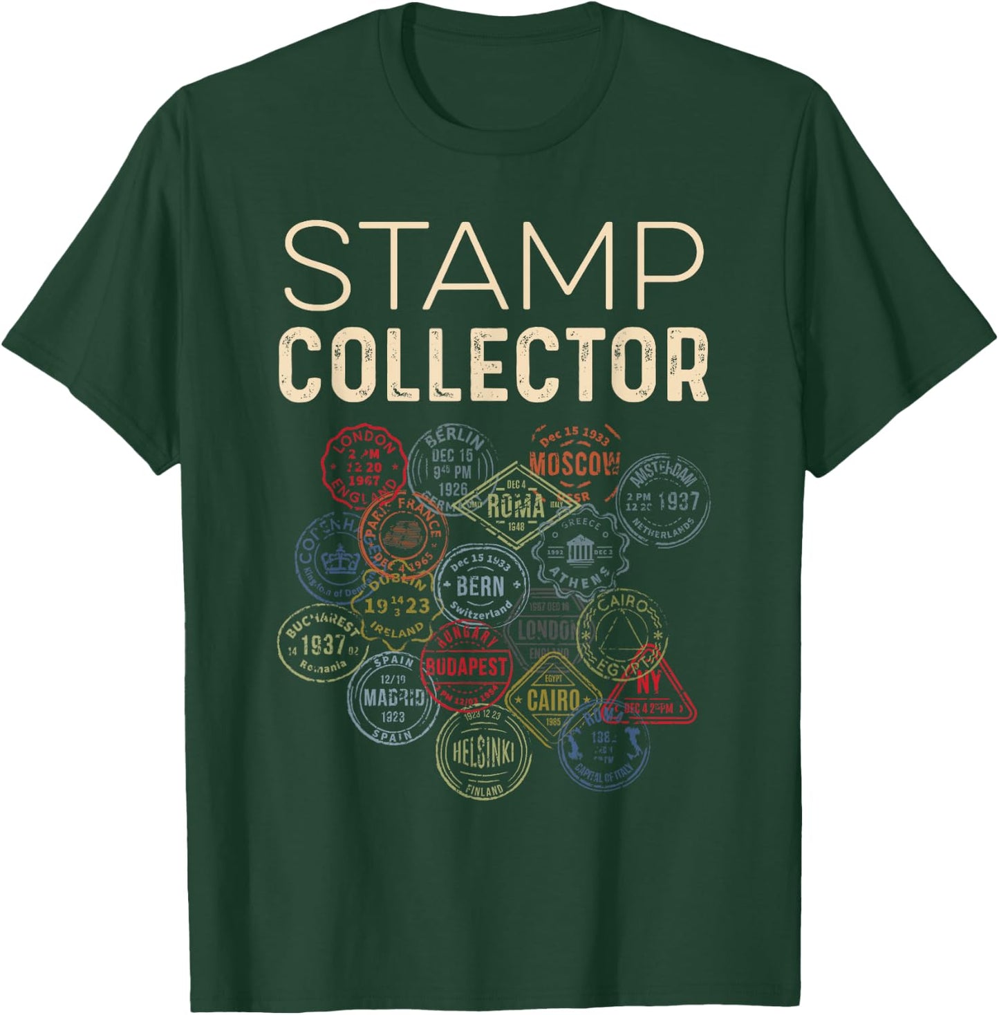 Stamp Collector World Traveler T-Shirt - T-Shirt | Forest