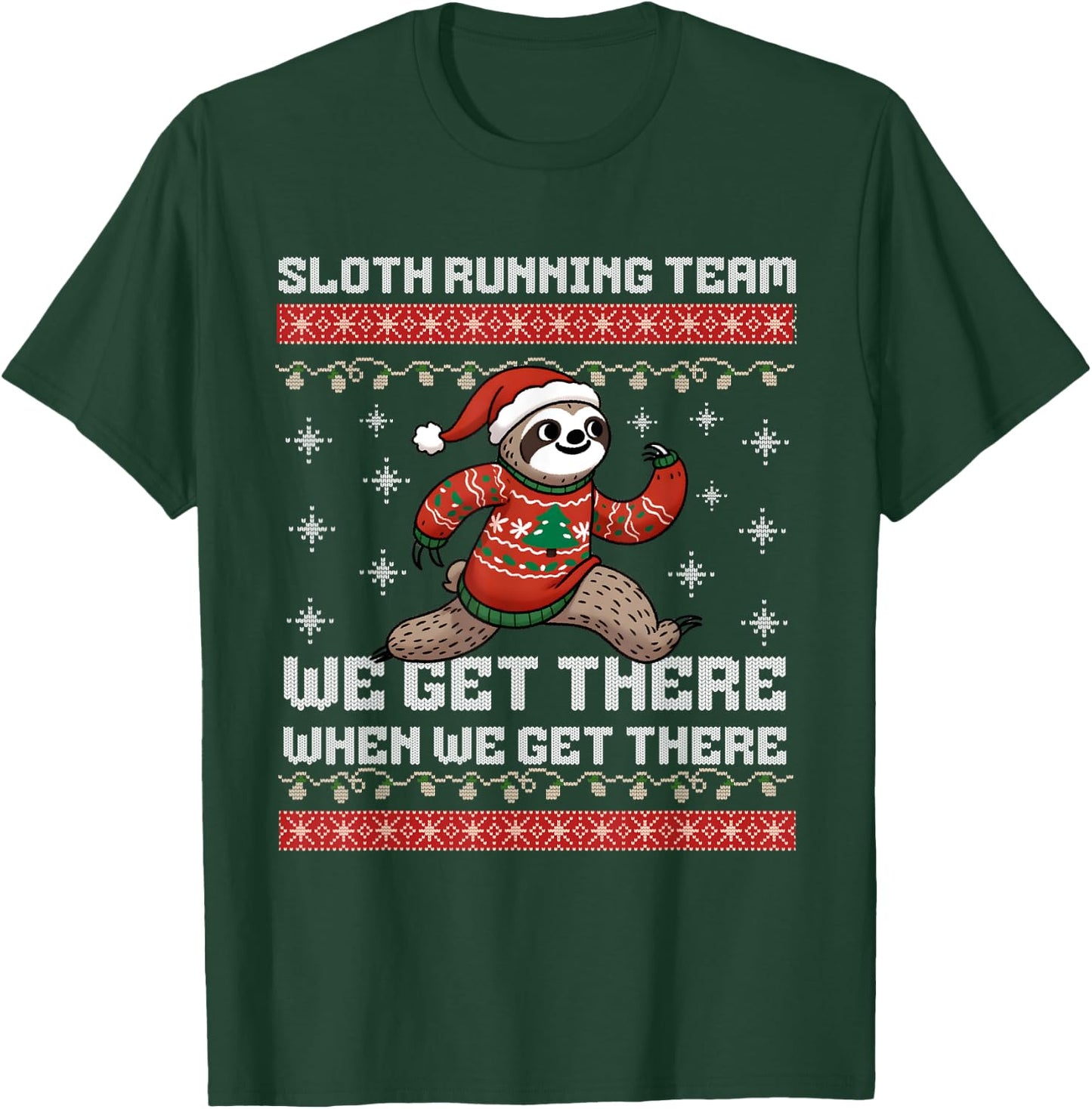 Funny Sloth Christmas 5k Running Team Squad X-Mas Fun Run T-Shirt - T-Shirt | Forest