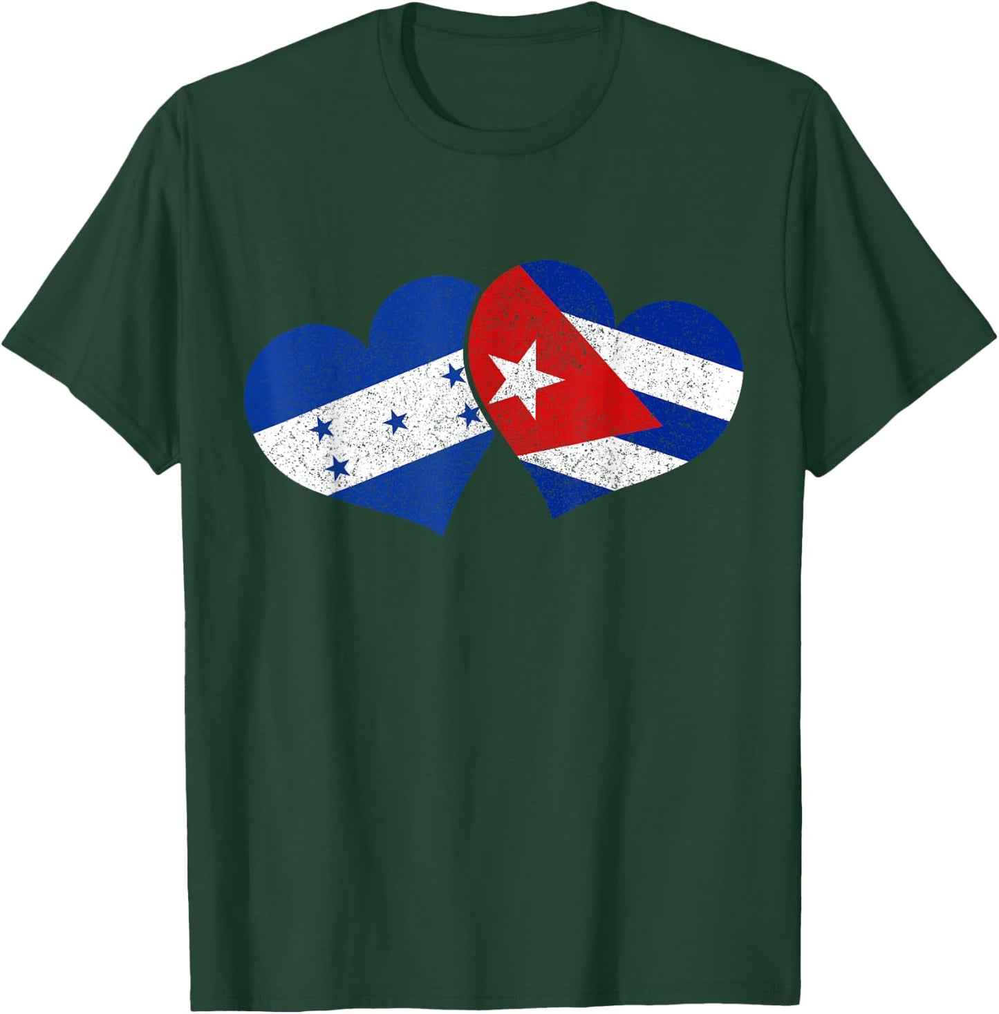 Honduras Cuba Hearts Cuban Honduran Flag Pride Heritage T-Shirt - T-Shirt | Forest