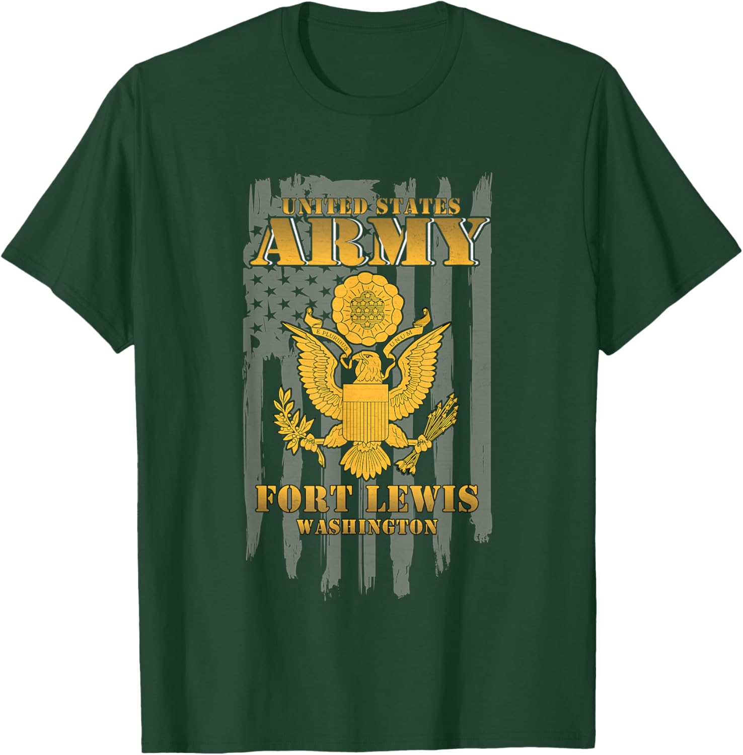 Fort Lewis Washington Wa US Army American Flag Vintage Gift Men T-Shirt - T-Shirt | Forest