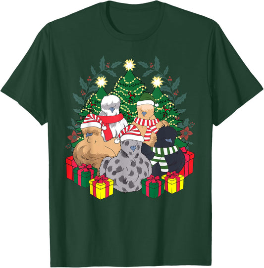Poultry Farmer Funny Silky Silkie Chicken Lover Co Silkie Silky Chickens Christmas Xmas Cute Graphic Men's Black Cotton Blend T-Shirt - T-Shirt | Forest