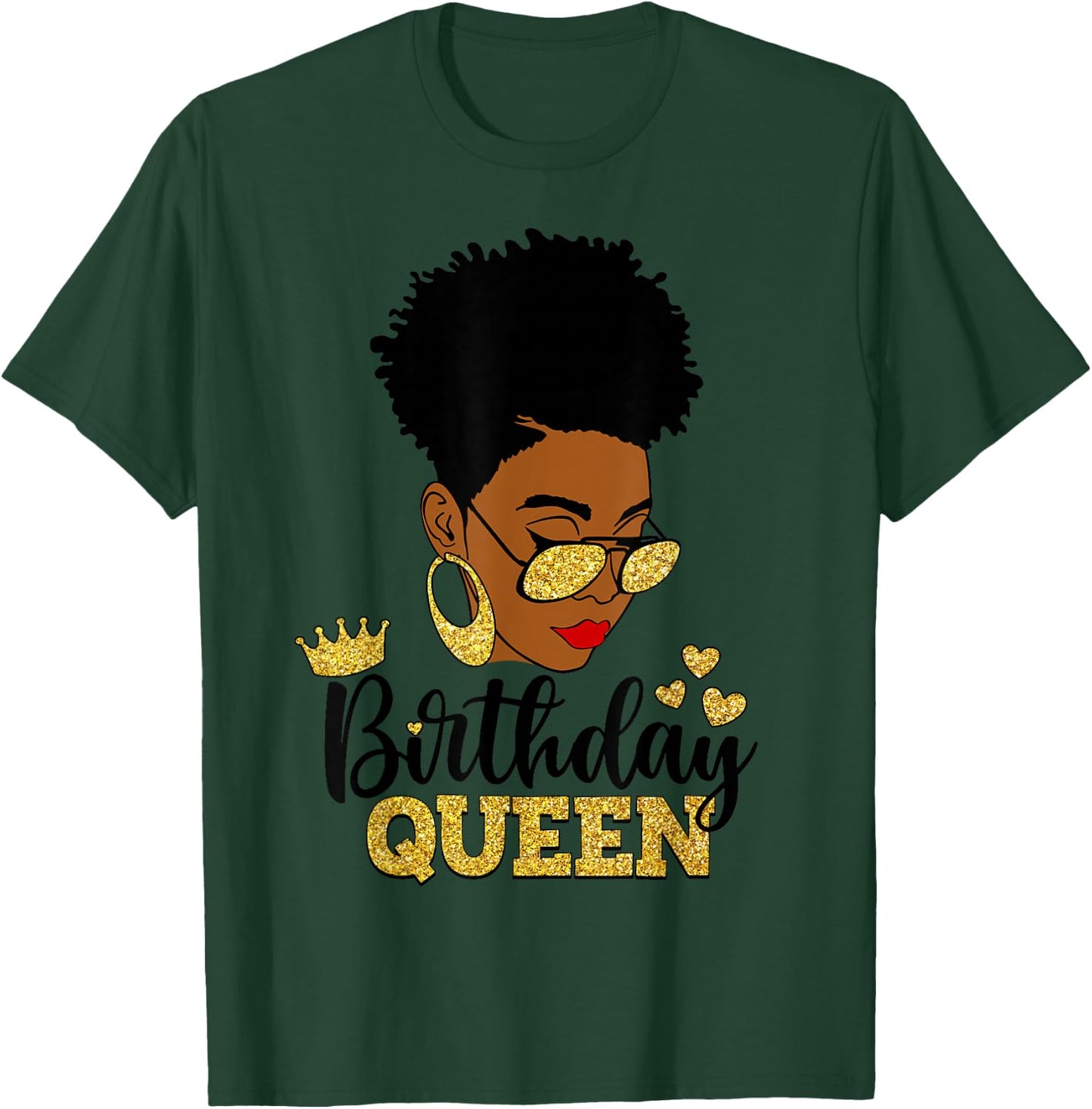 Birthday Queen Afro Short Hair African American Black Woman T-Shirt - T-Shirt | Forest