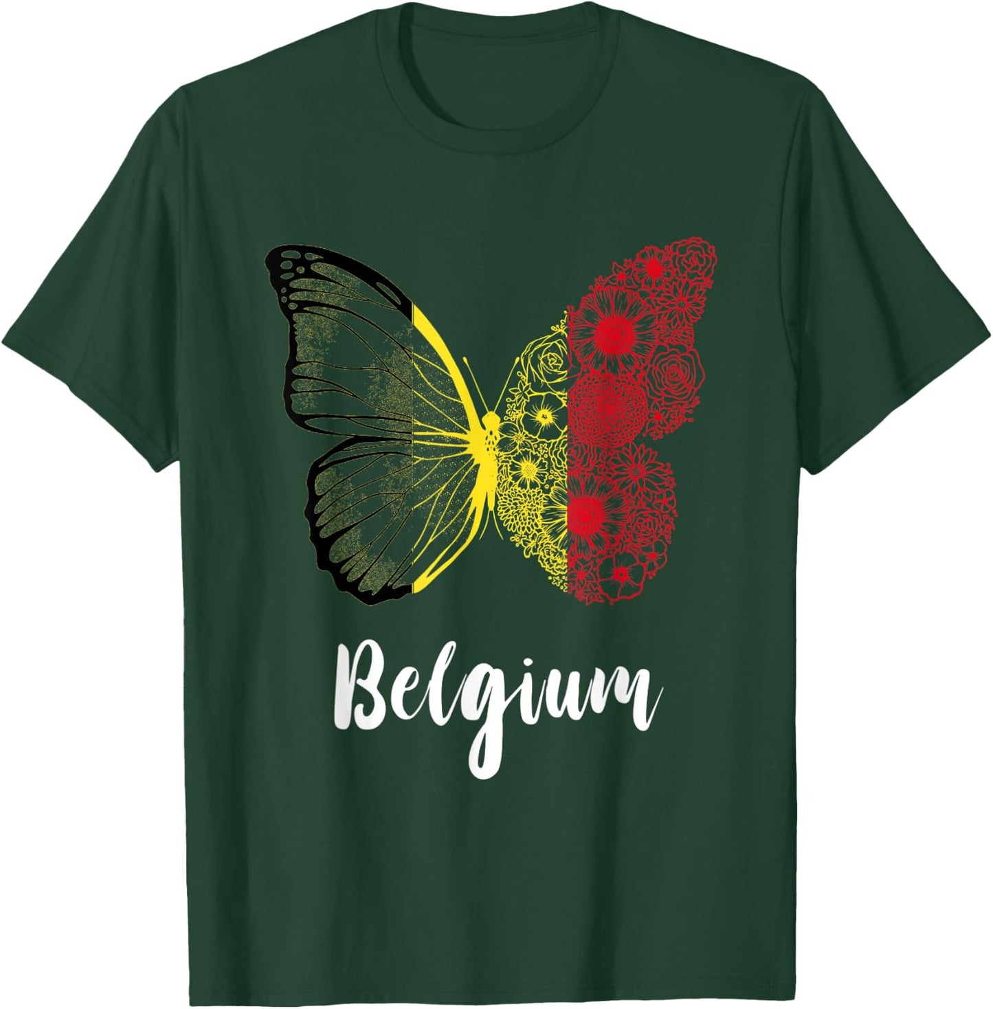 Belgium Butterfly Belgie Belgique Belgian Pride Belgium Flag T-Shirt - T-Shirt | Forest