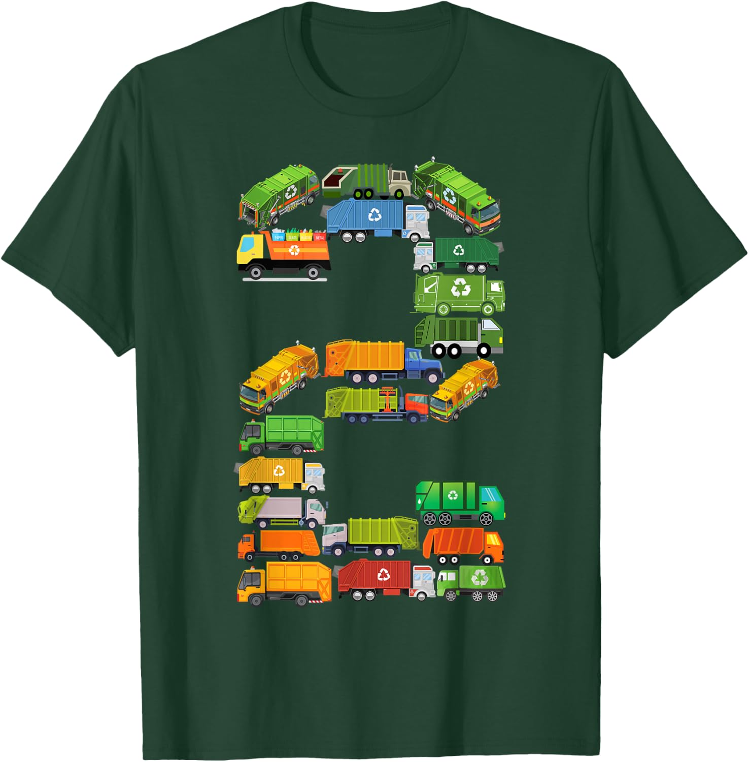 Toddler Garbage Truck Themed 2nd Birthday 2 Year Old Boys T-Shirt - T-Shirt | Forest