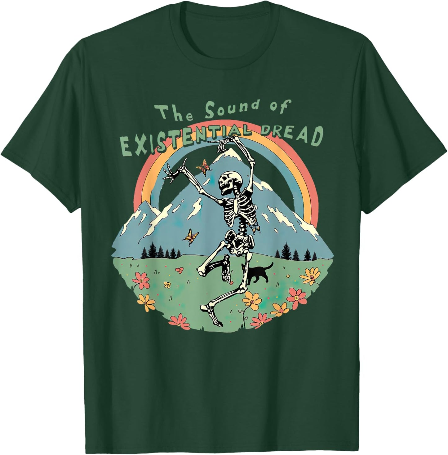 The Sound Of Existential Dread, Skeleton Dancing On Grass T-Shirt - T-Shirt | Forest