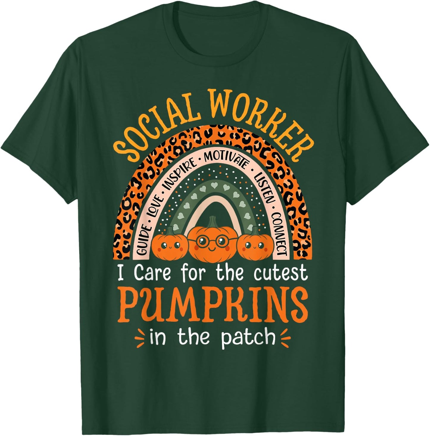 School Social Worker Rainbow Halloween School Worker T-Shirt - T-Shirt | Forest