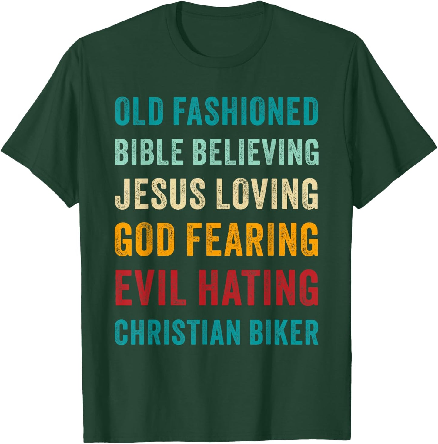 Christian Motorcycle Men's Cool Funny Vintage Faith Graphic T-Shirt - T-Shirt | Forest