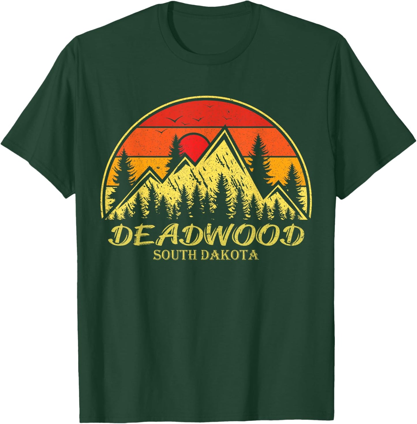 Vintage Deadwood South Dakota SD Mountains Hiking Souvenir T-Shirt - T-Shirt | Forest
