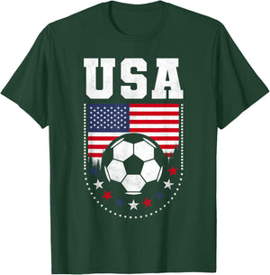 USA Flag Soccer Fan T-Shirt - T-Shirt | Forest