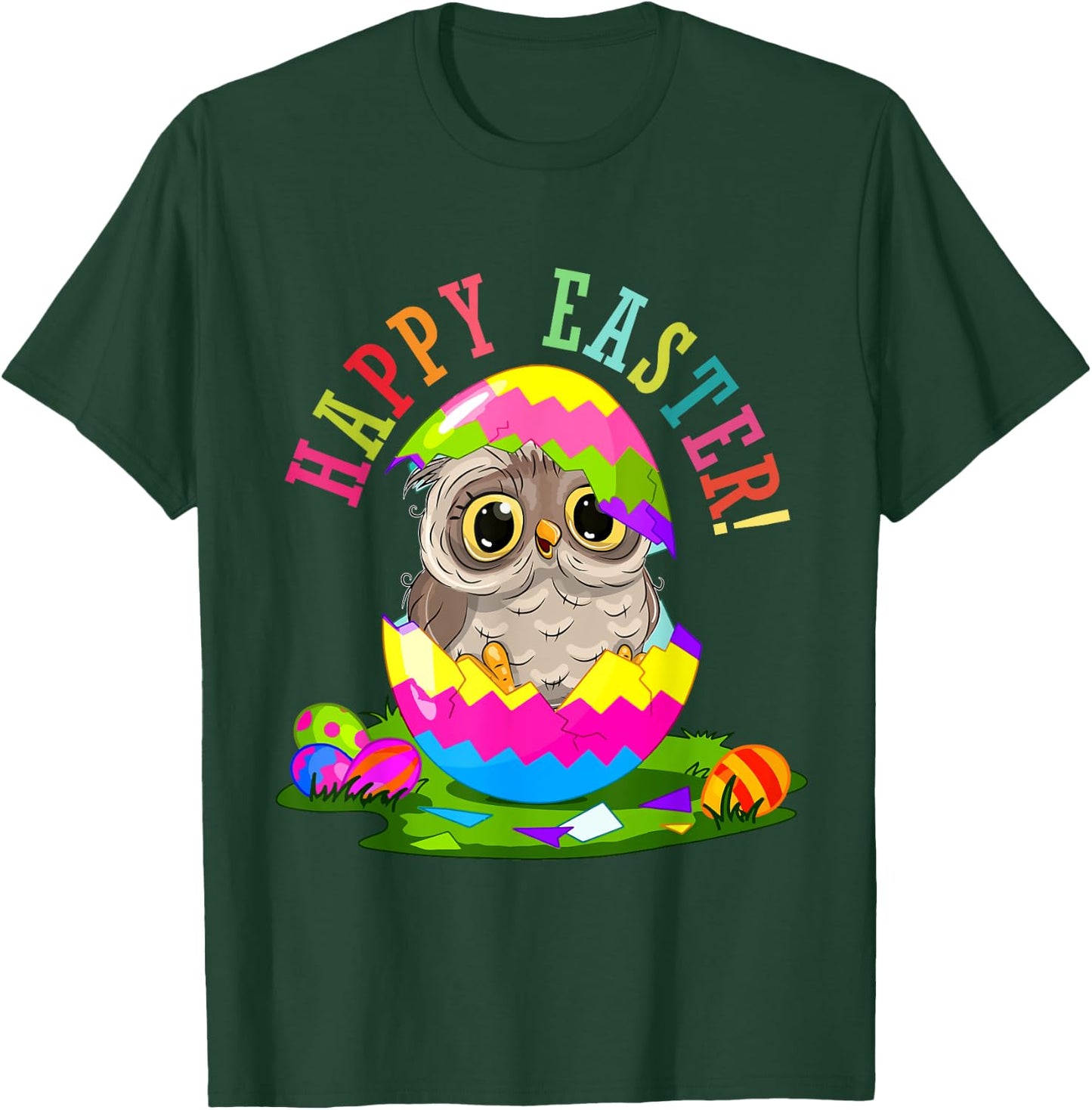 Happy Easter Owl In Chocolate Egg Hunting Eggs Lover Kids T-Shirt - T-Shirt | Forest