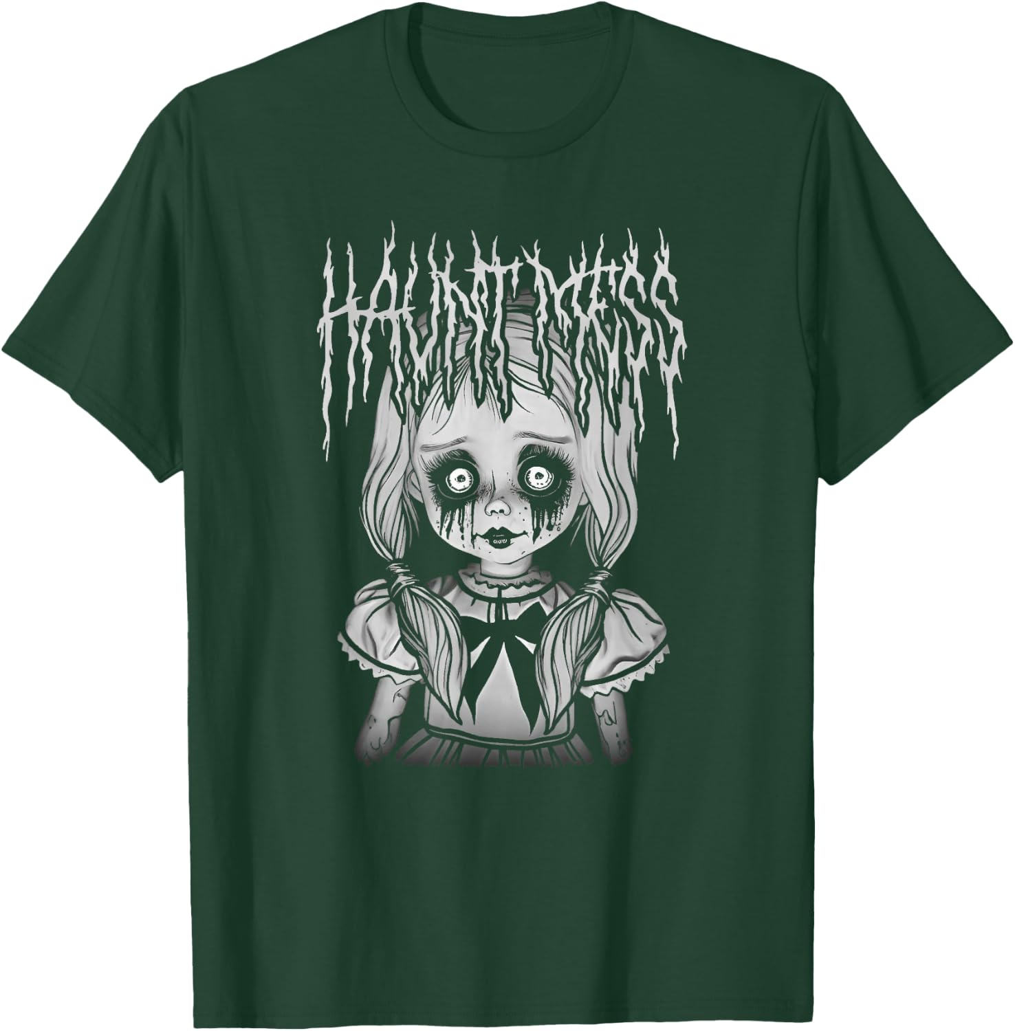 Haunt Mess Creepy Haunted Doll Illustration T-Shirt - T-Shirt | Forest