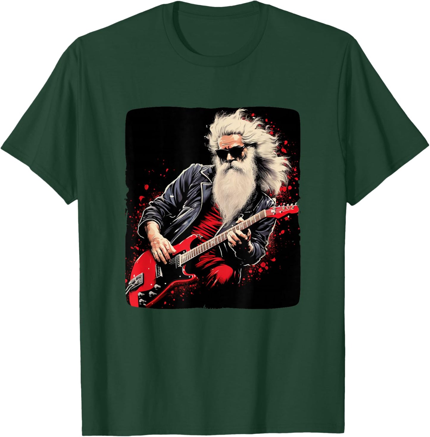 Rock'n Roll Santa Claus Costume for Christmas Eve Party T-Shirt - T-Shirt | Forest