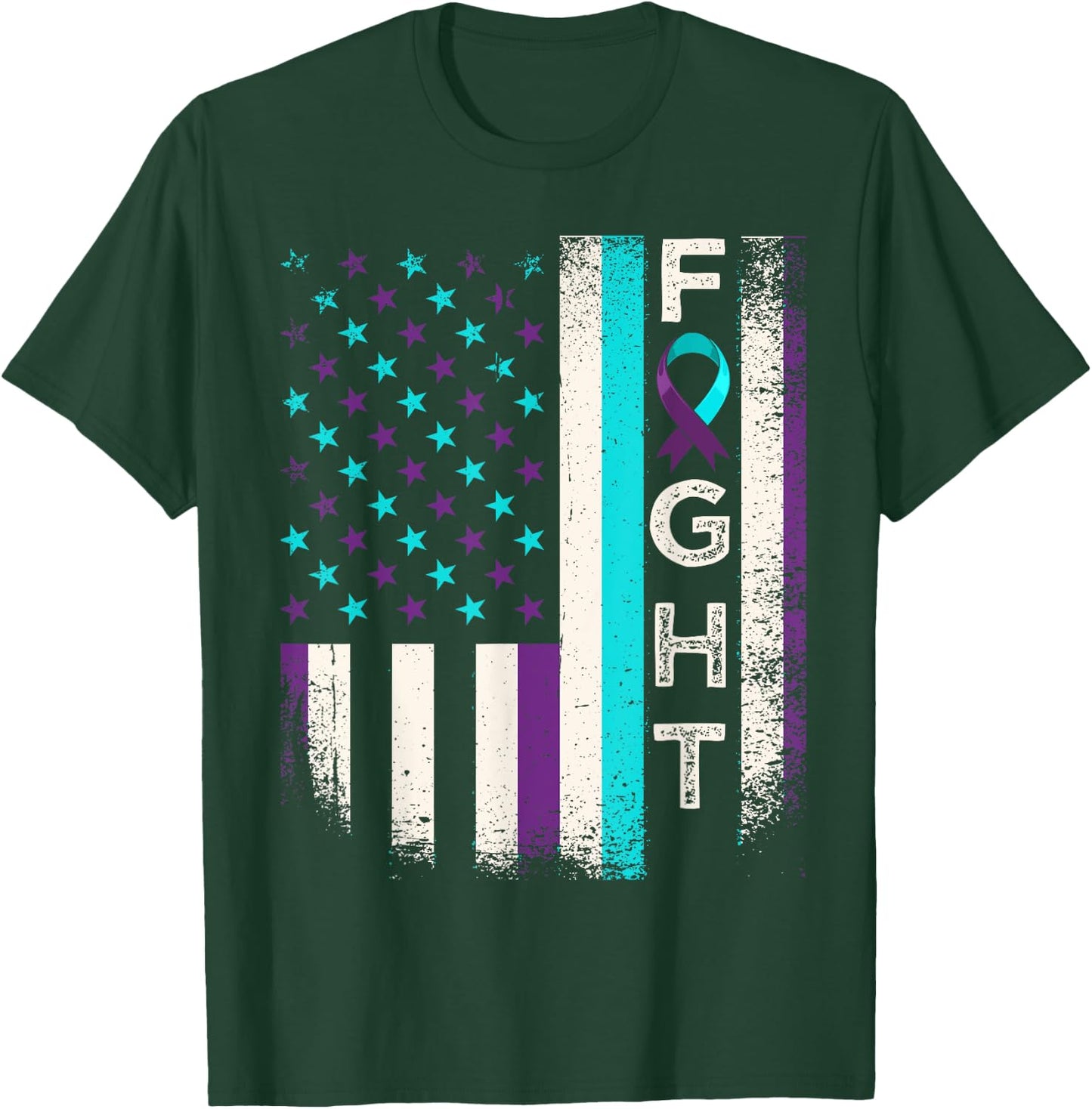 Suicide Prevention Awareness Month US American Flag Fight T-Shirt - T-Shirt | Forest