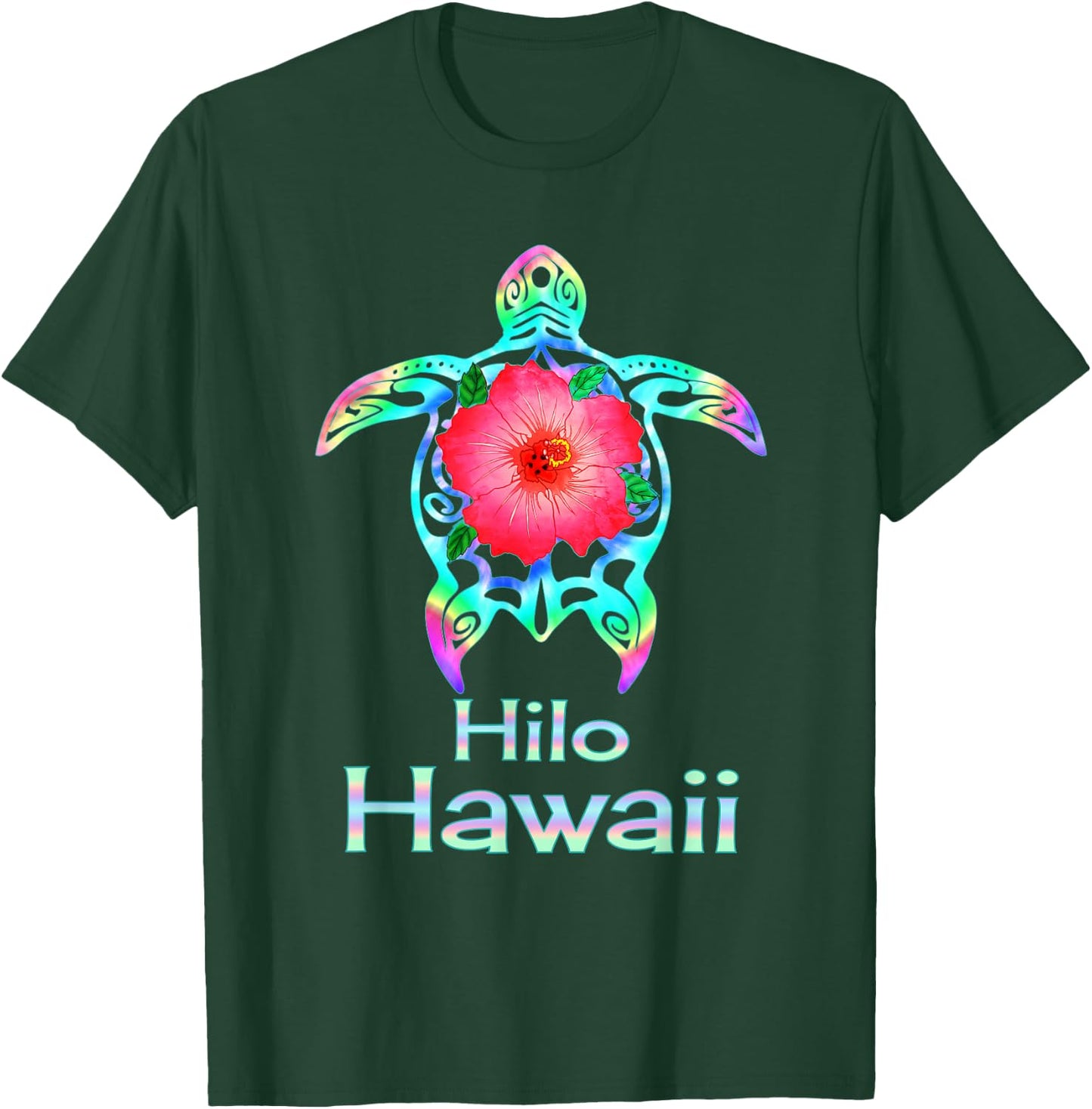 Hawaiian Colorful Sea Turtle Hilo Hawaii T-Shirt - T-Shirt | Forest