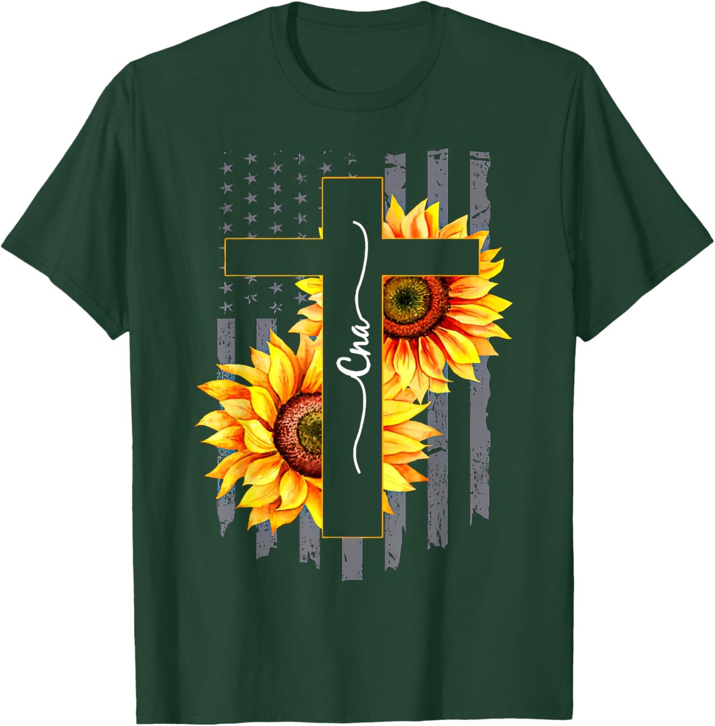 Nurse CNA Jesus Cross Sunflower 4th Of July Women's T-Shirt - T-Shirt | Forest