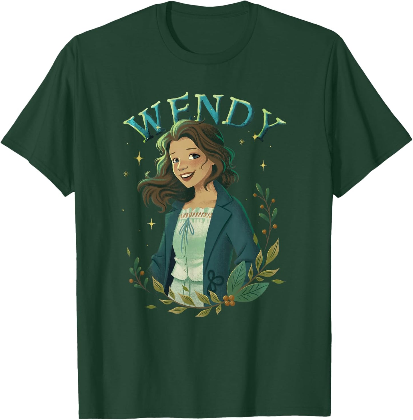 Disney Peter Pan & Wendy Vintage Floral Wendy Portrait T-Shirt - T-Shirt | Forest