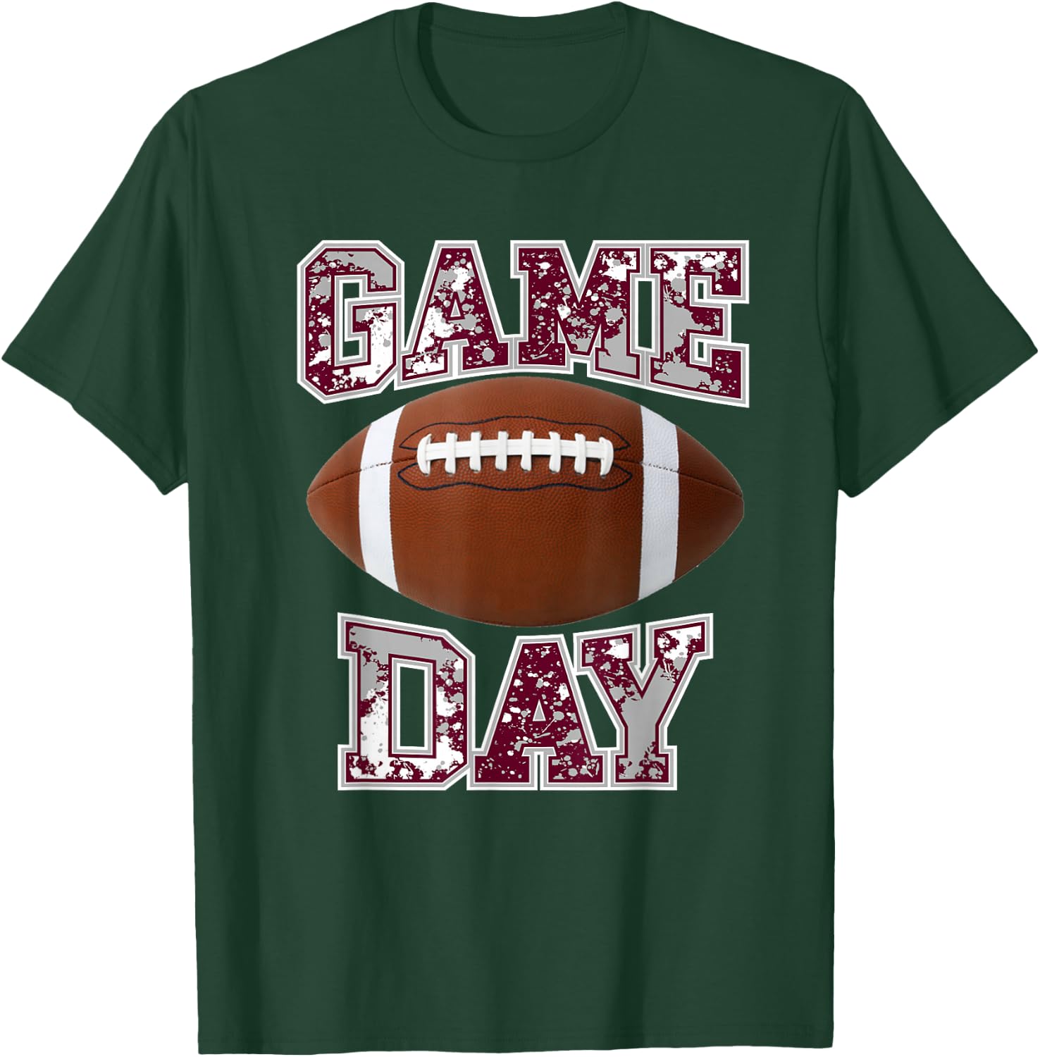 Game Day Football Maroon Gray White T-Shirt - T-Shirt | Forest