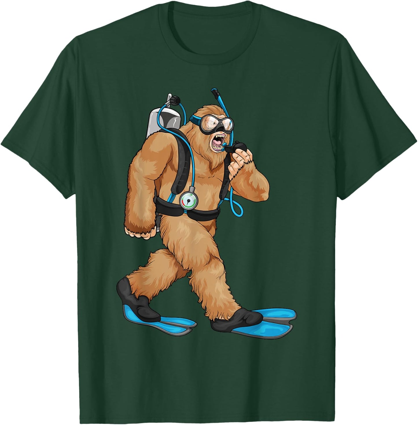 Bigfoot Scuba Diving Sasquatch Snorkeling Diver Swimming T-Shirt - T-Shirt | Forest