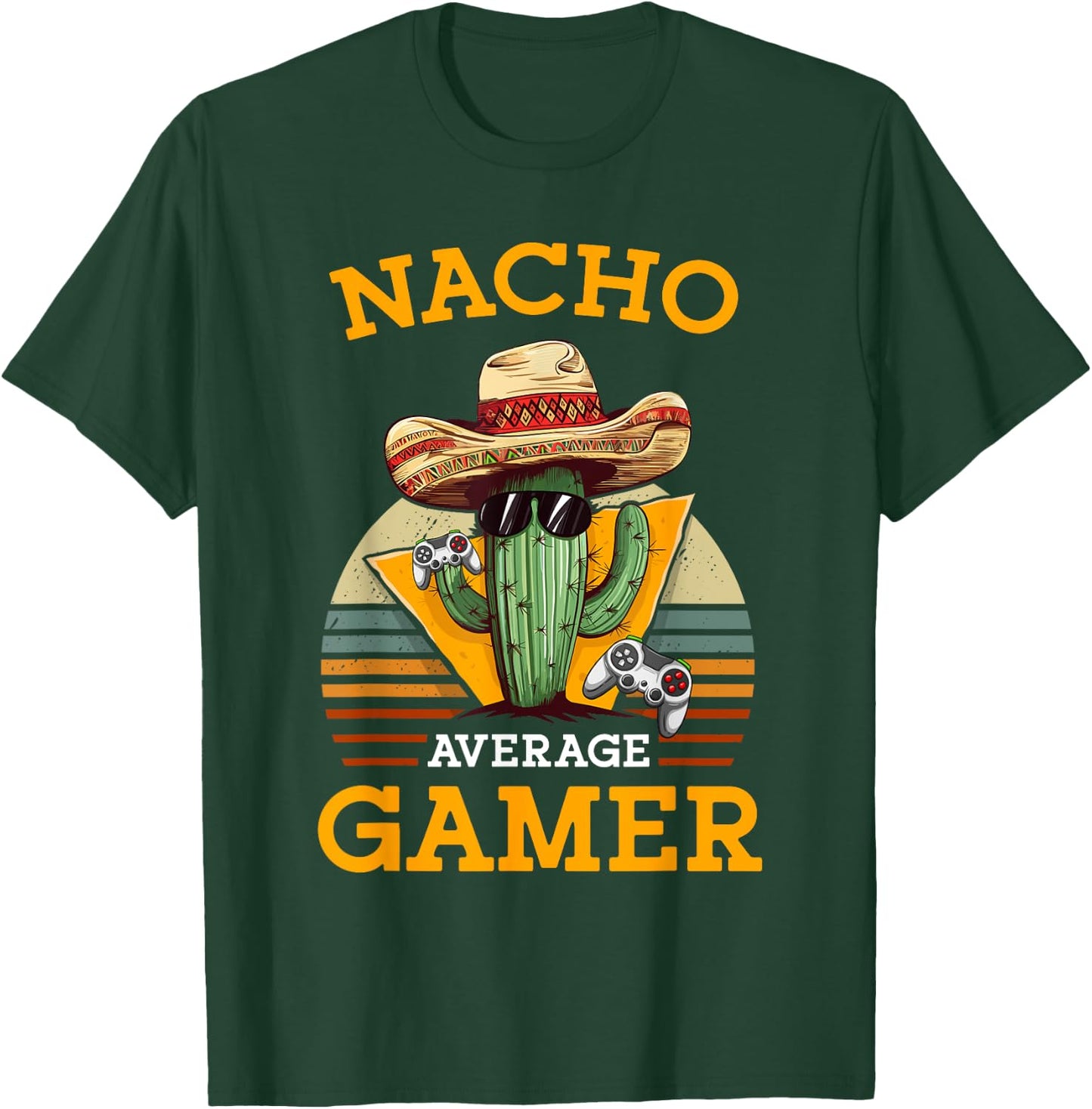 Nacho Average Gamer Video Game Player Funny Vintage Gaming T-Shirt - T-Shirt | Forest