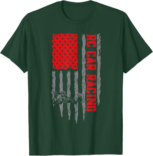 RC Cars RC Car Racing American Flag Radio Controlled Cars T-Shirt - T-Shirt | Forest