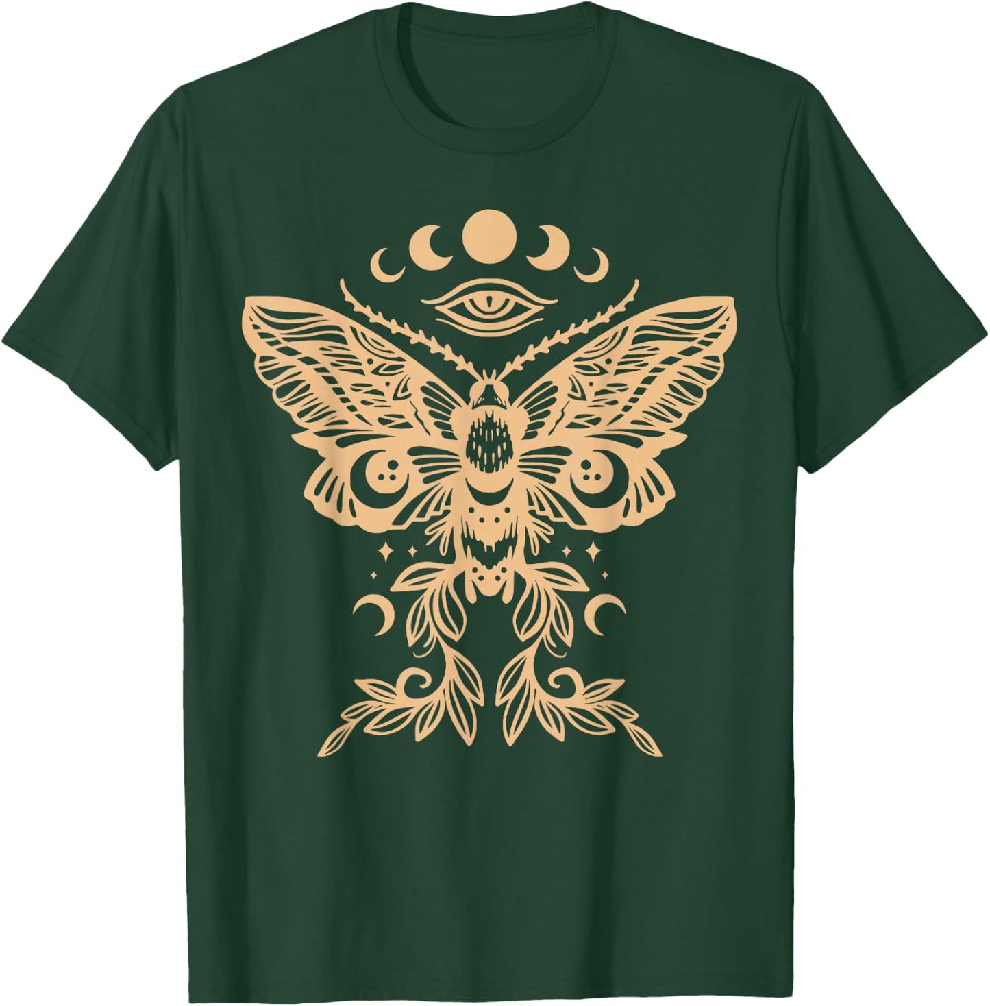 Witchy Aesthetic Celestial Mystic Death Moth Wiccan Moon T-Shirt - T-Shirt | Forest