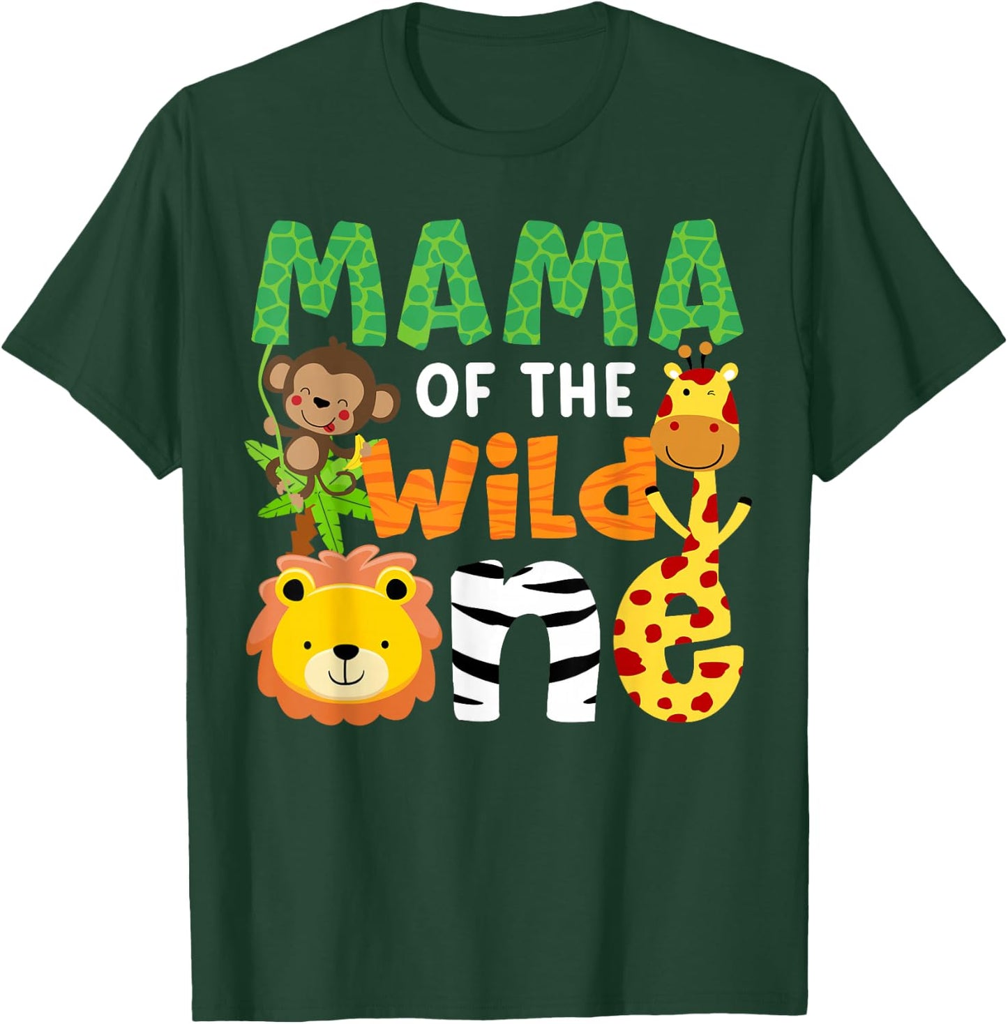 Mama of The Wild One Zoo Theme Bday Safari Jungle Animals T-Shirt - T-Shirt | Forest