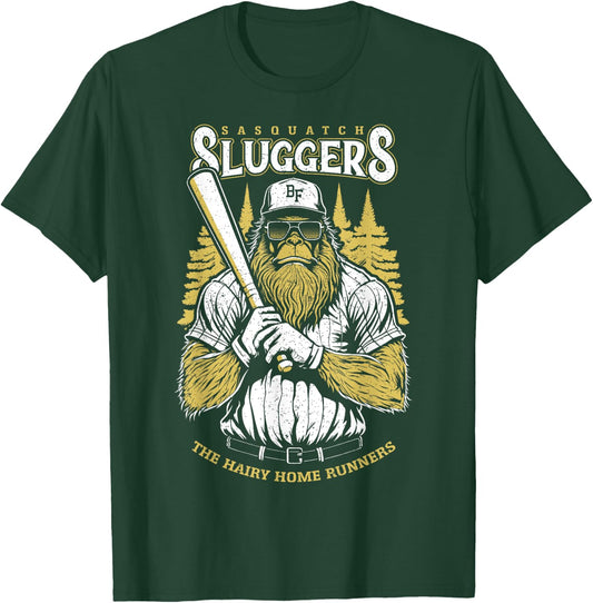 Bigfoot Baseball Player Coach Funny Cryptid Sasquatch Team T-Shirt - T-Shirt | Forest