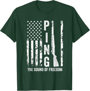 M1 Garand Rifle Ping The Sound of Freedom USA Flag Funny WW2 T-Shirt - T-Shirt | Forest