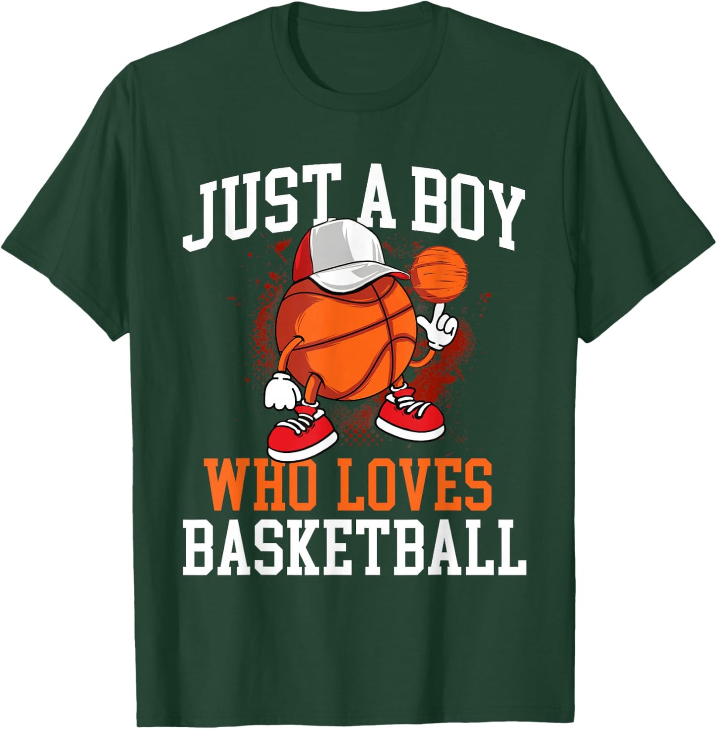 Just A Boy Who Loves Basketball - Player Hoops Small T-Shirt - T-Shirt | Forest
