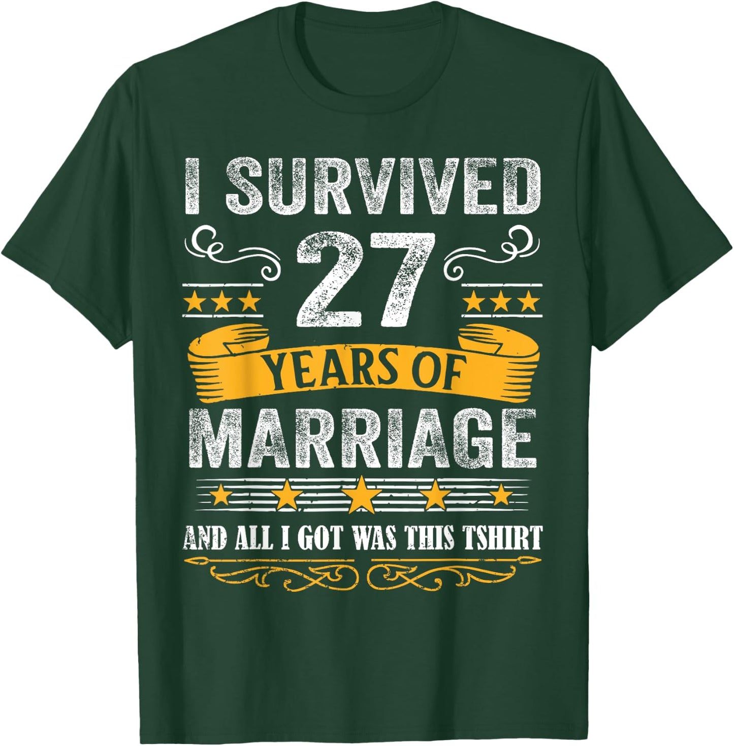 27th Wedding Anniversary shirt Couples Husband Wife 27 Years T-Shirt - T-Shirt | Forest