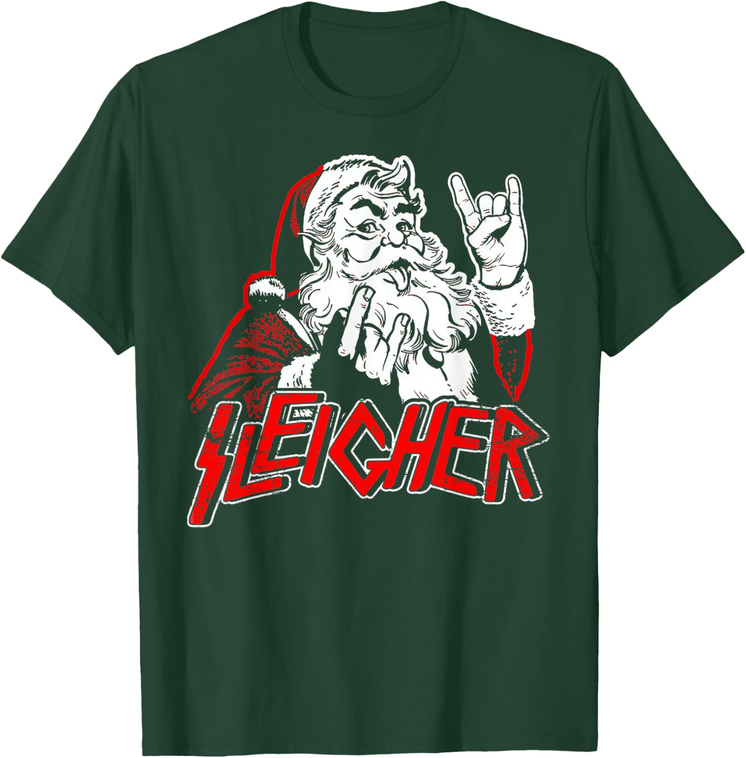 Sleigher Hail Santa Heavy Metal Christmas & Women T-Shirt - T-Shirt | Forest