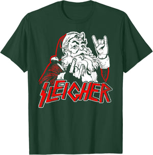 Sleigher Hail Santa Heavy Metal Christmas & Women T-Shirt - T-Shirt | Forest