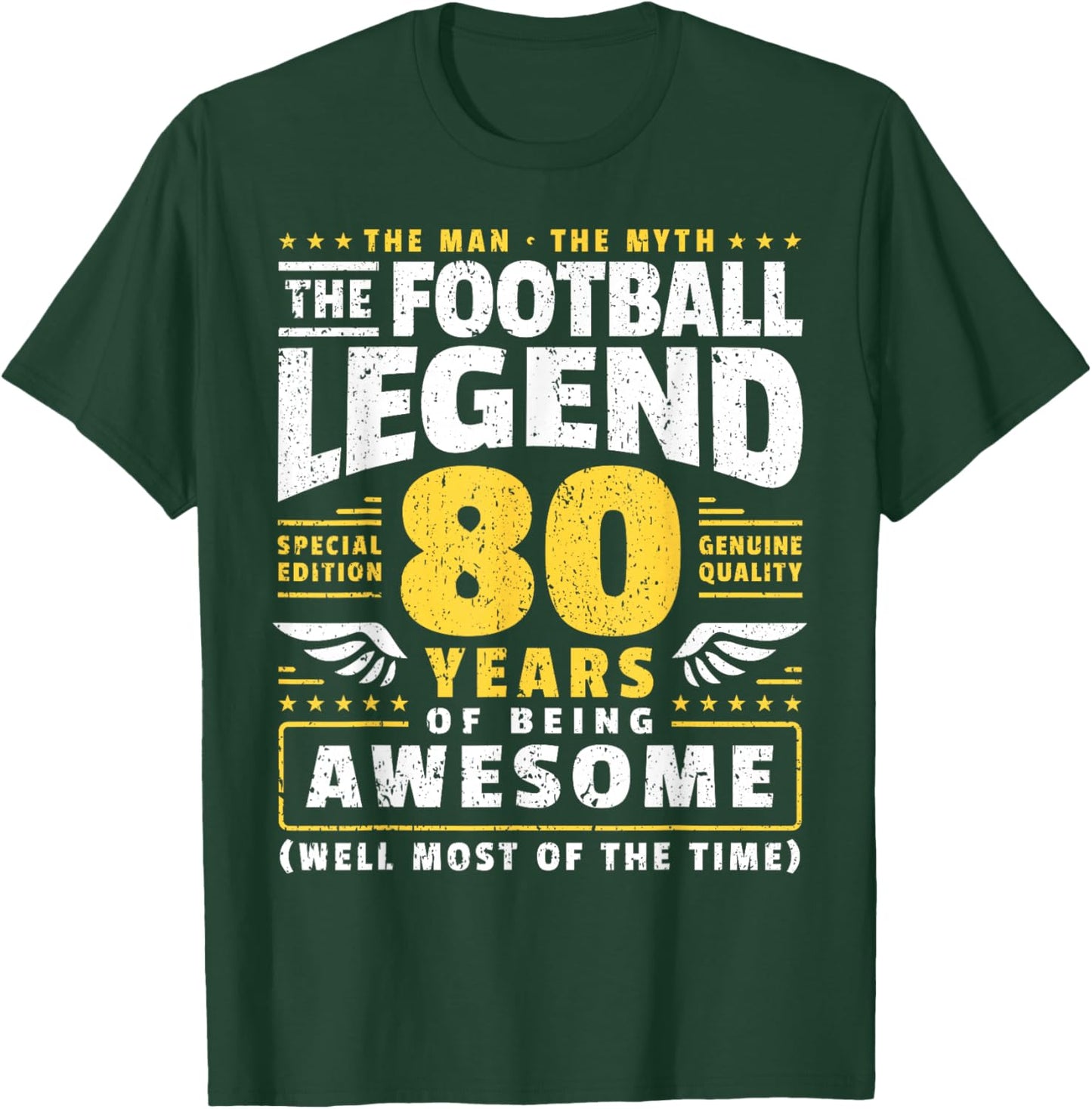 80th Birthday Football Player 80 Years Old T-Shirt - T-Shirt | Forest