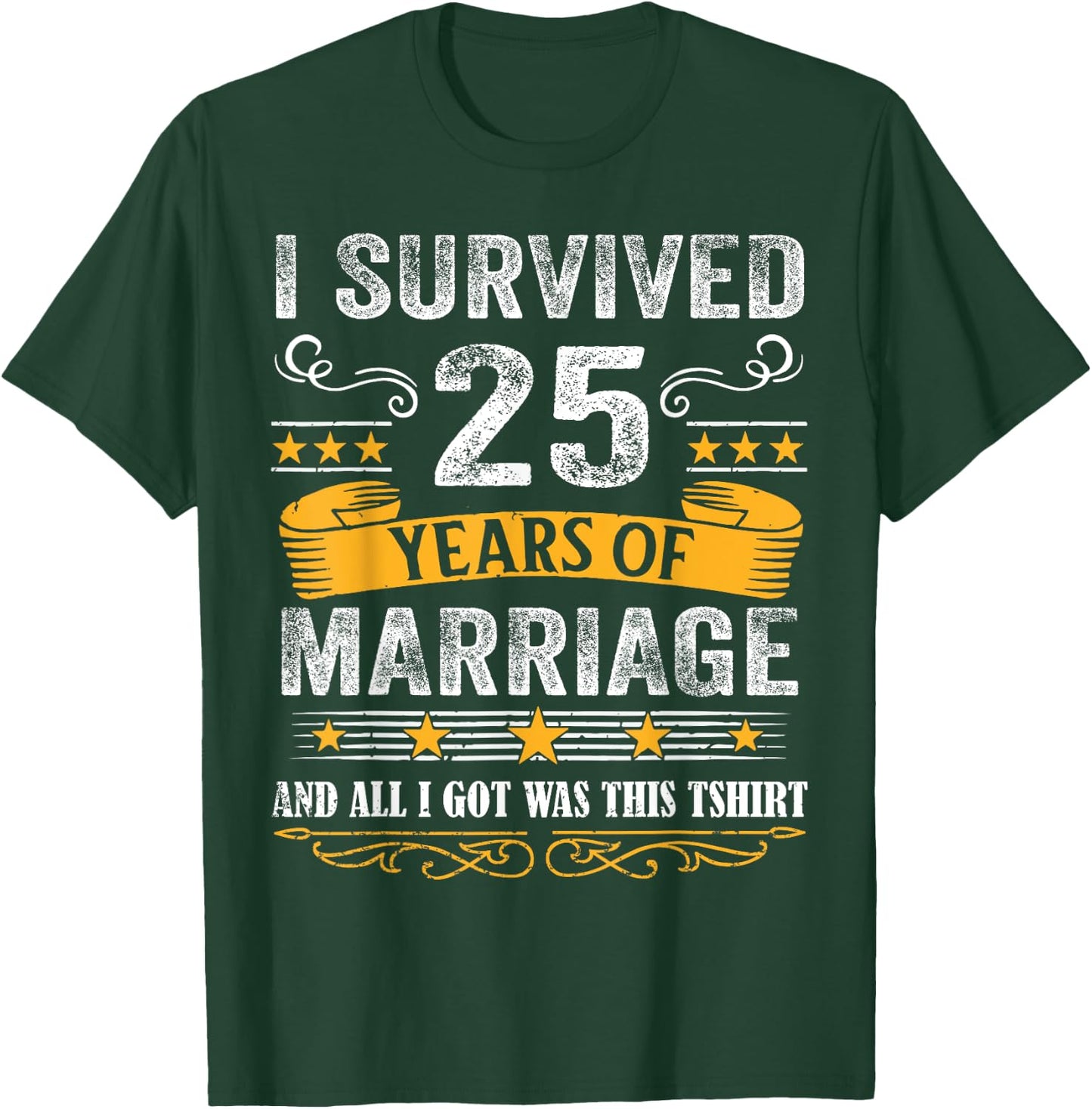 25th Wedding Anniversary shirt Couples Husband Wife 25 Years T-Shirt - T-Shirt | Forest
