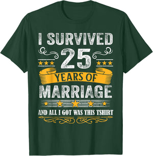 25th Wedding Anniversary shirt Couples Husband Wife 25 Years T-Shirt - T-Shirt | Forest