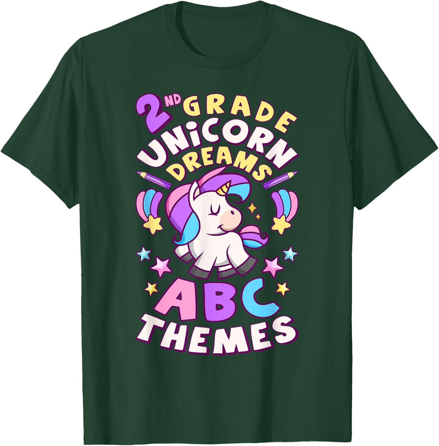 First Day of 2nd Grade, Back To School, Girl, Unicorn, ABC T-Shirt - T-Shirt | Forest