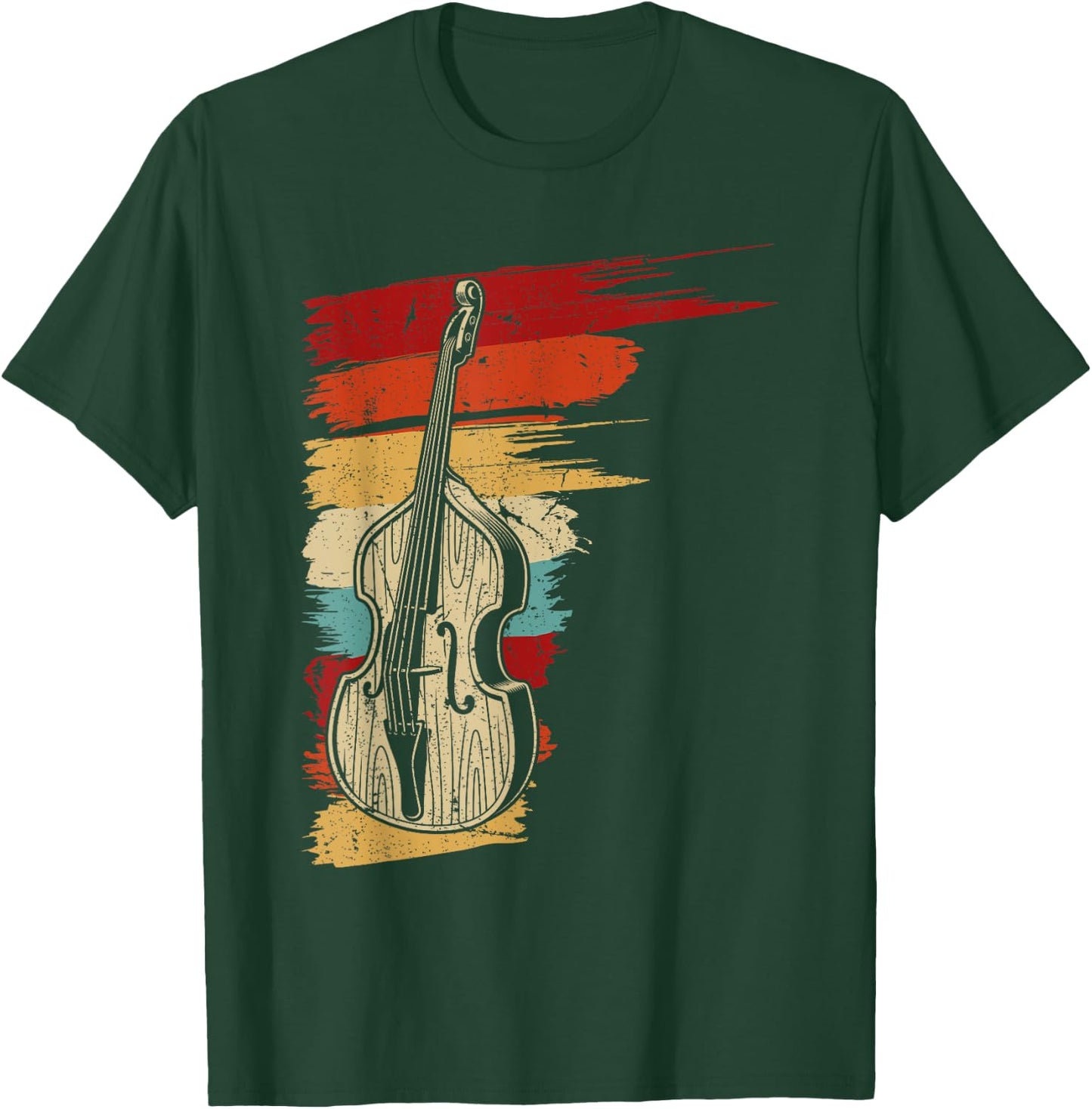Stand Up Bass Gifts & String Bass Player Stuff Upright Bass Graphic, Retro Double Bass Fiddle T-Shirt - T-Shirt | Forest