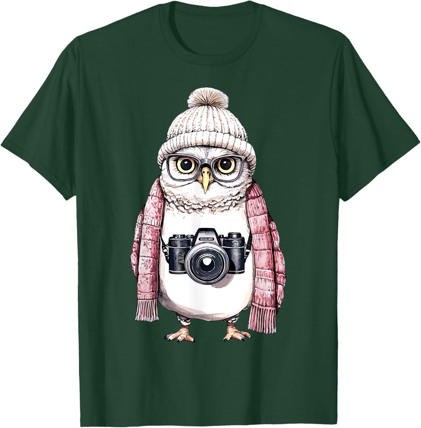 Cute Owl Photography Photographer Camera Men Women T-Shirt - T-Shirt | Forest