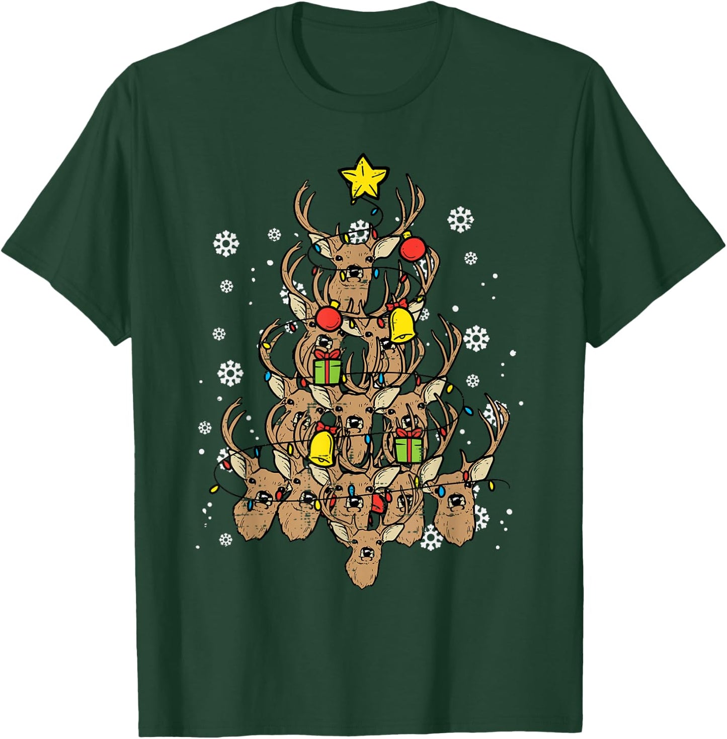 Deer Christmas Tree Xmas Hunting Hunt Men Dad Men Women Kids T-Shirt - T-Shirt | Forest
