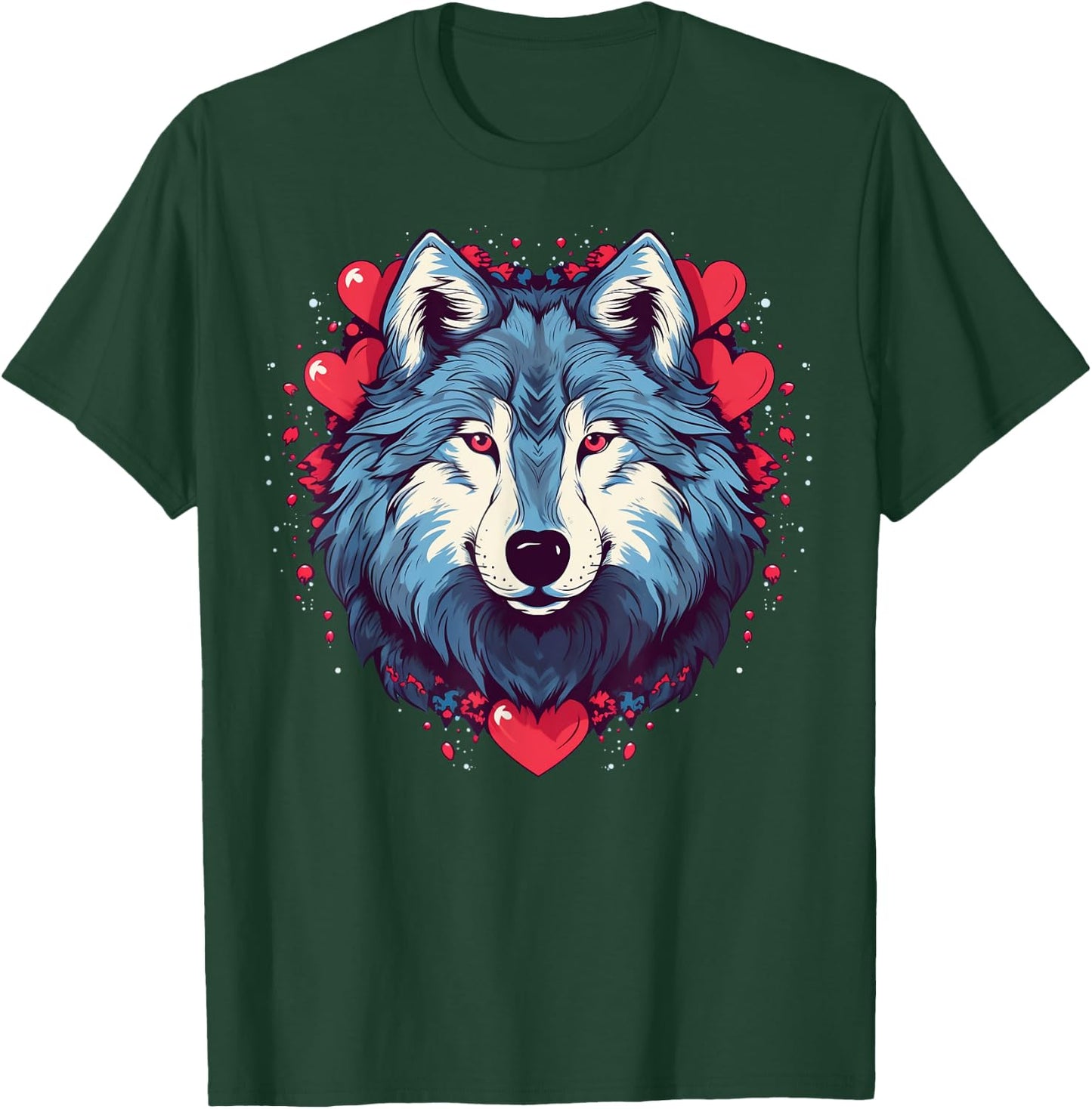 Wolf Love Heart for Valentines Day on Wolf Lover T-Shirt - T-Shirt | Forest