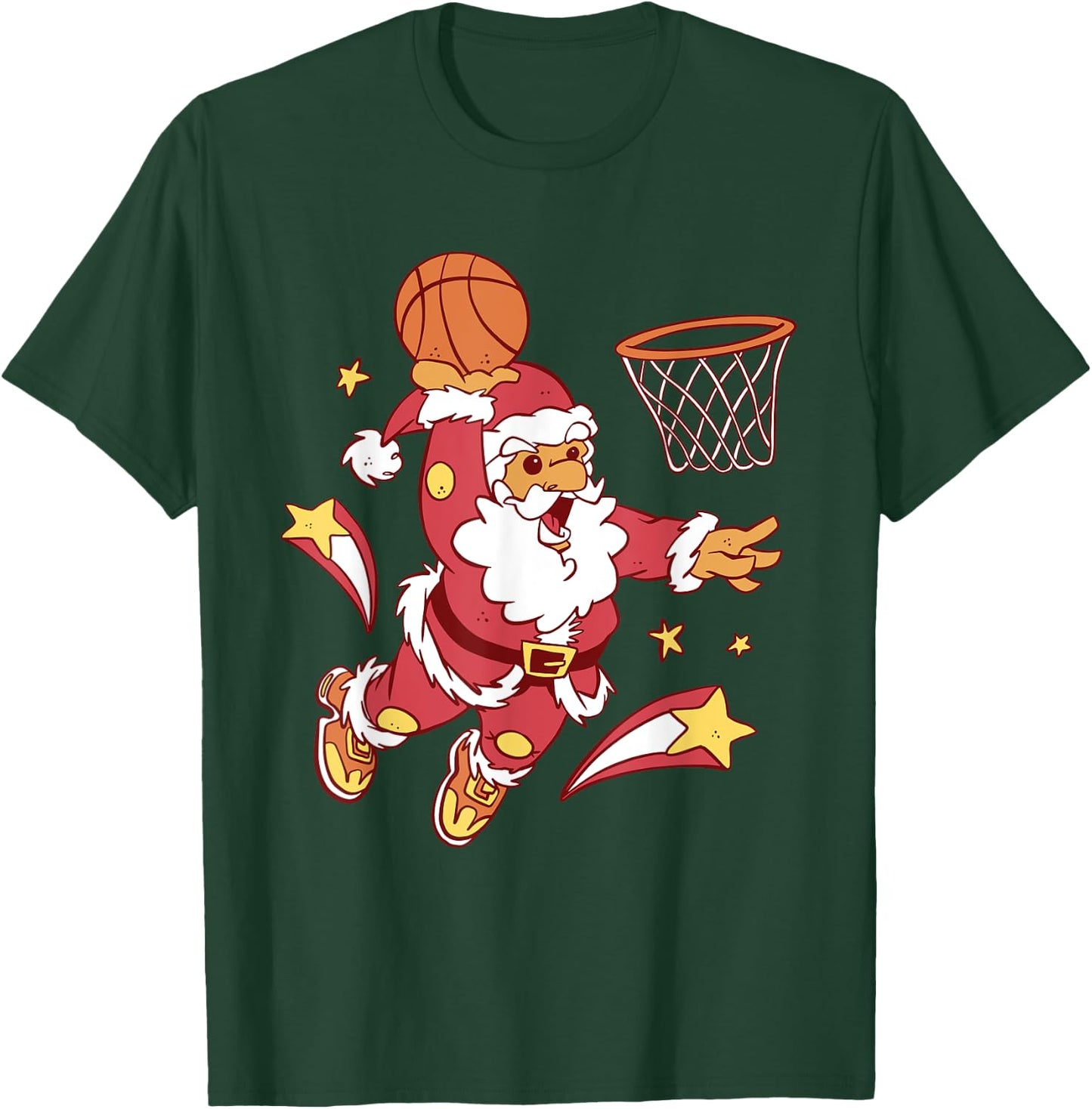 Funny Christmas Basketball Santa Dunk Xmas Men Women Kids T-Shirt - T-Shirt | Forest