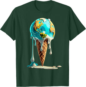 Climate Change Global Warming Melting Earth Day Ice Cream Women Kids T-Shirt - T-Shirt | Forest
