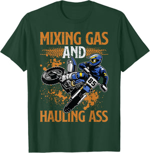 Mixing Gas And Hauling Ass Motocross Dirt Bike Boys T-Shirt - T-Shirt | Forest