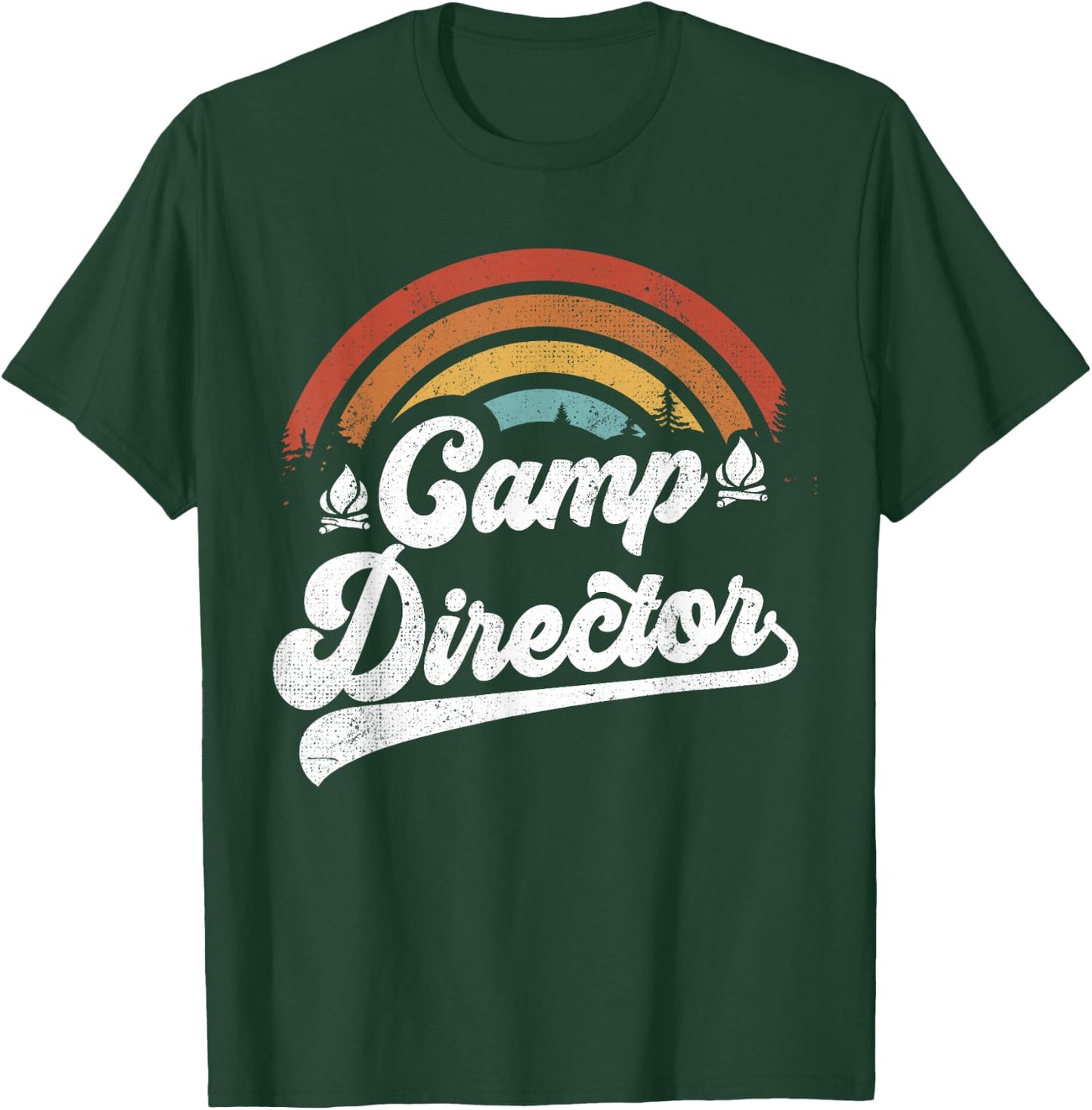 Summer Camp Director Staff Groovy Rainbow Camp Counselor T-Shirt - T-Shirt | Forest