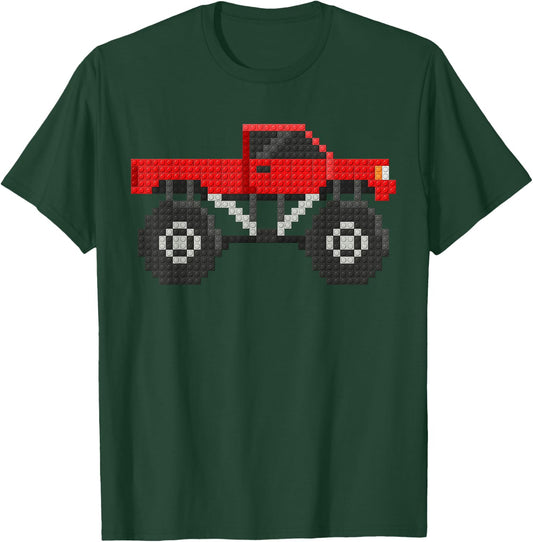 Monster Truck Kids Master Builder Building Blocks Bricks T-Shirt - T-Shirt | Forest